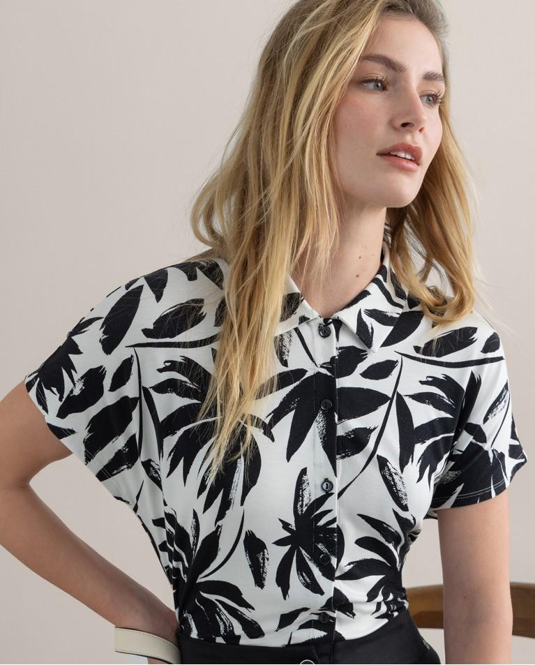 surkana Camisa elástica manga corta estampada Negro 2025