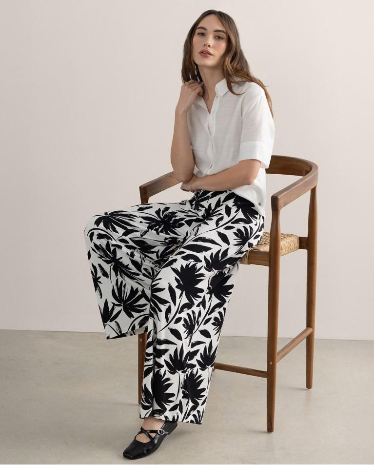 surkana Pantalón ancho y elástico estampado Negro En línea