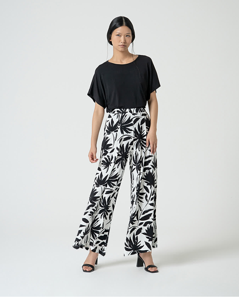 surkana Pantalón ancho y elástico estampado Negro En línea