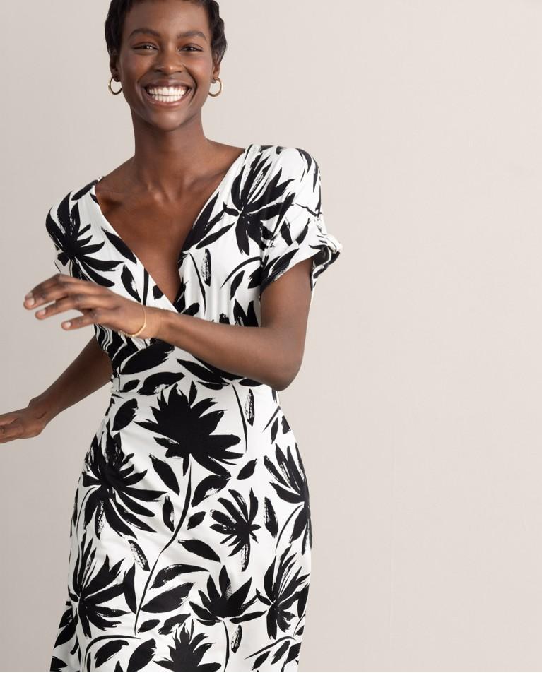 surkana Vestido elástico largo estampado Negro Outlet online