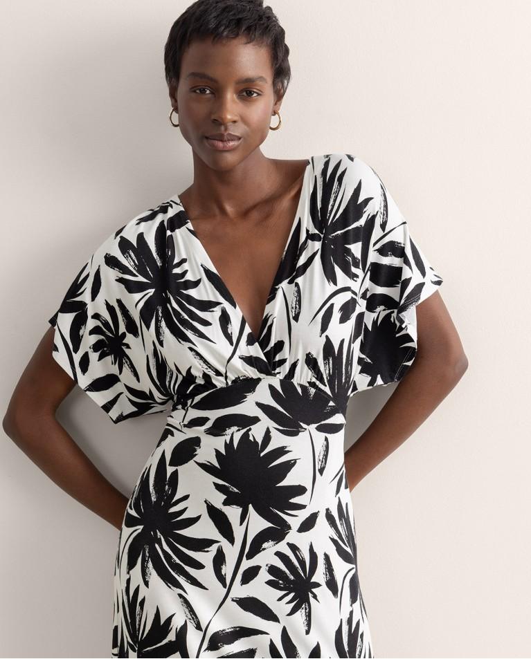 surkana Vestido elástico largo estampado Negro Outlet online