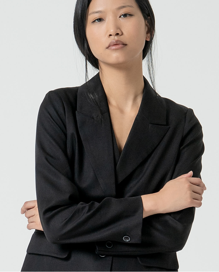 surkana Blazer cruzada lisa Negro Rebajas