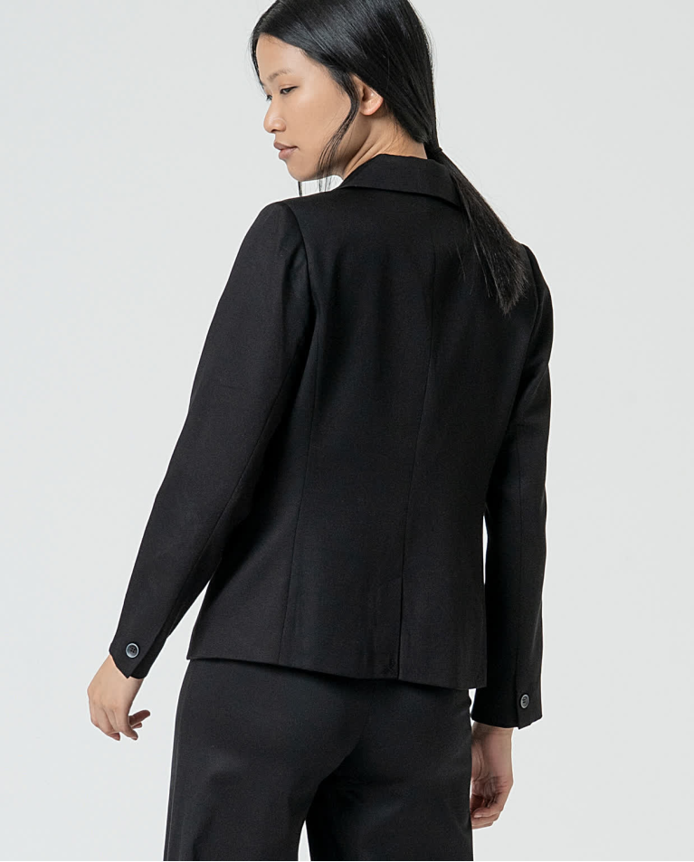 surkana Blazer cruzada lisa Negro Rebajas