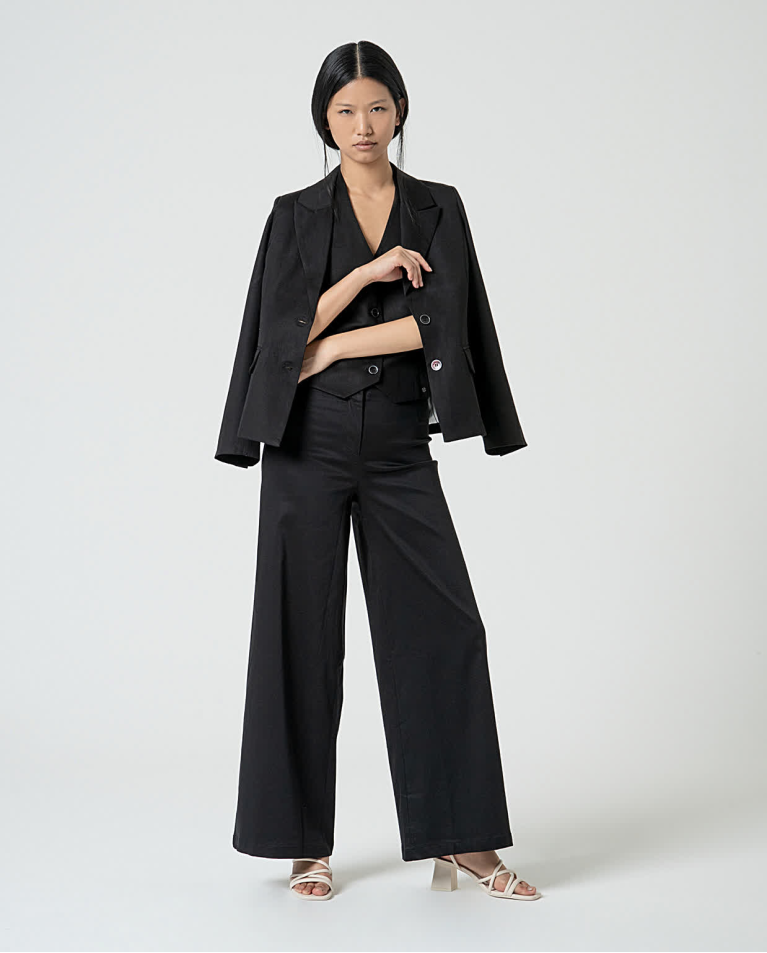 surkana Blazer cruzada lisa Negro Rebajas