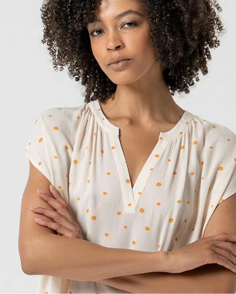 surkana Blusa amplia con lunares Beige Gran oferta