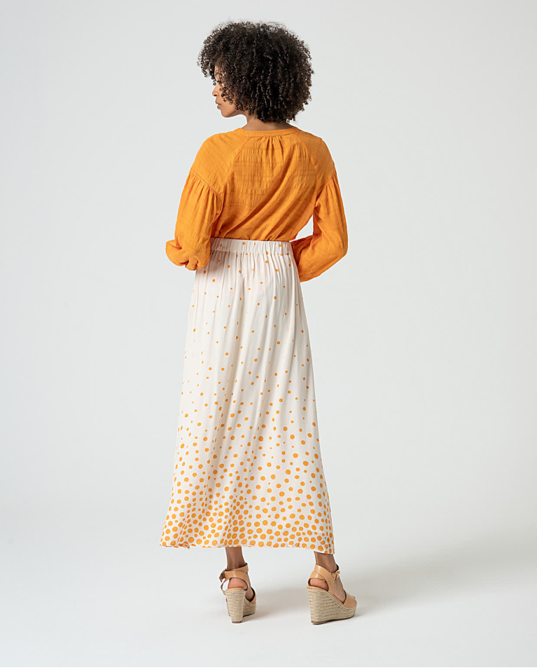 surkana Falda midi estampado lunares Beige Rebajas baratas