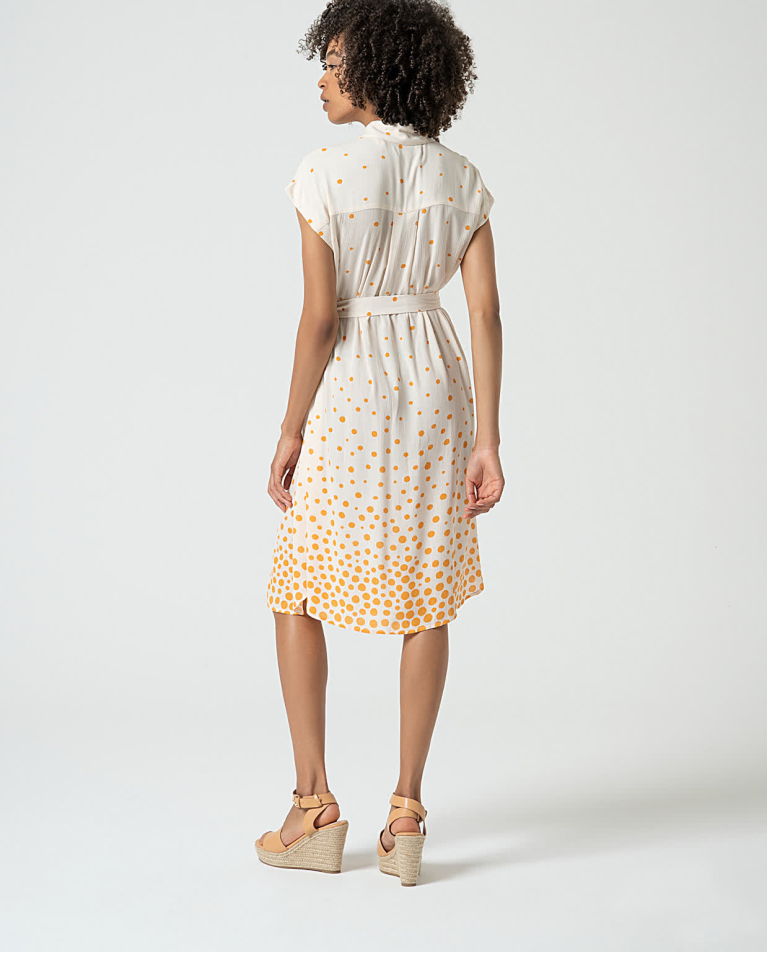 surkana Vestido camisero corto estampado lunares Beige Rebajas de fábrica