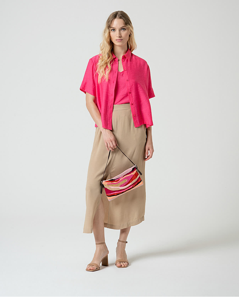 surkana Falda midi ajustable en crepe viscosa lisa Safari Ventas relámpago