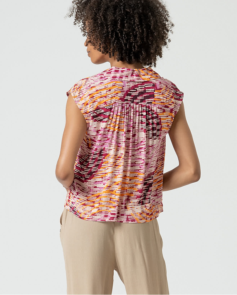 surkana Blusa sin mangas fluida y estampada Multi Rebajas top
