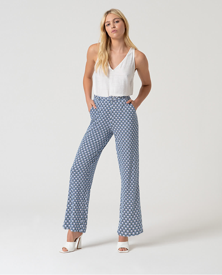 surkana Pantalón recto elástico estampado Azul