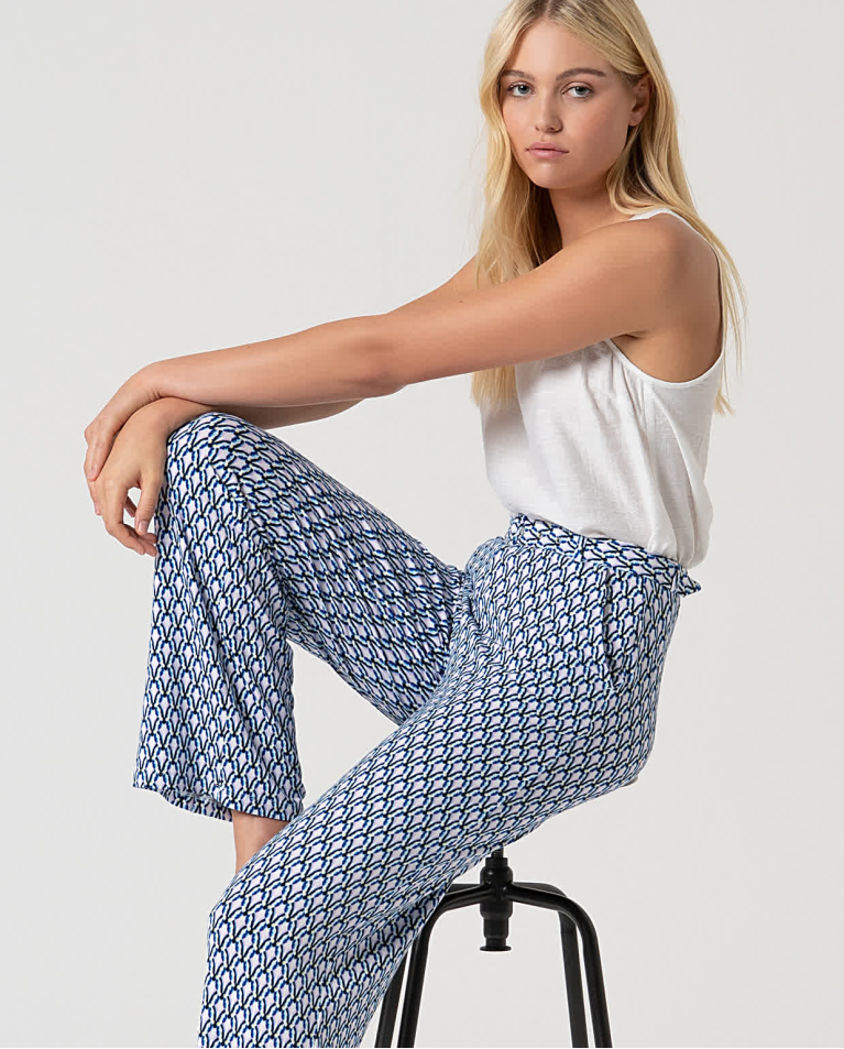surkana Pantalón recto elástico estampado Azul Envío gratis