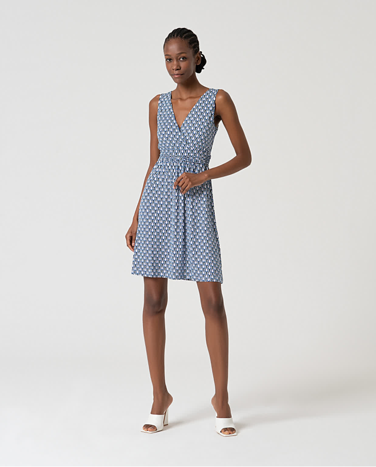 surkana Vestido elástico corto estampado Azul