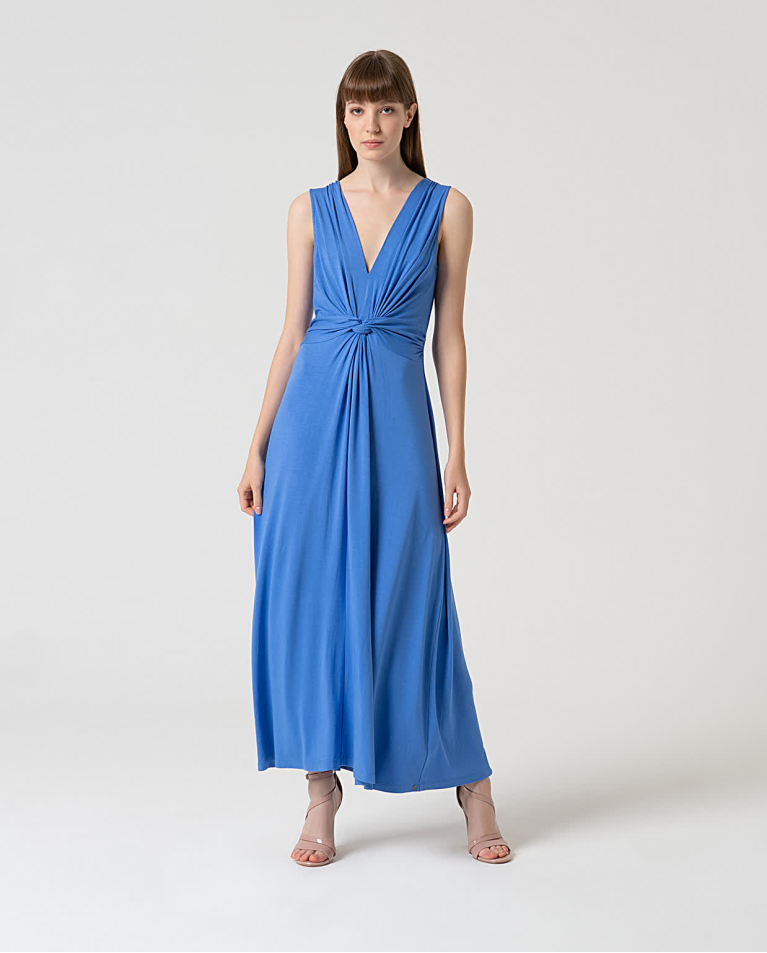 surkana Vestido elástico con nudo delantero Azul