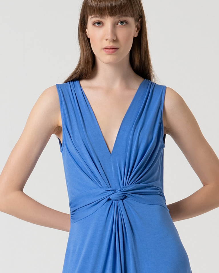 surkana Vestido elástico con nudo delantero Azul ÚLTIMAS EDICIONES