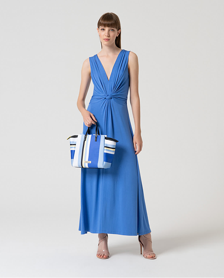 surkana Vestido elástico con nudo delantero Azul ÚLTIMAS EDICIONES