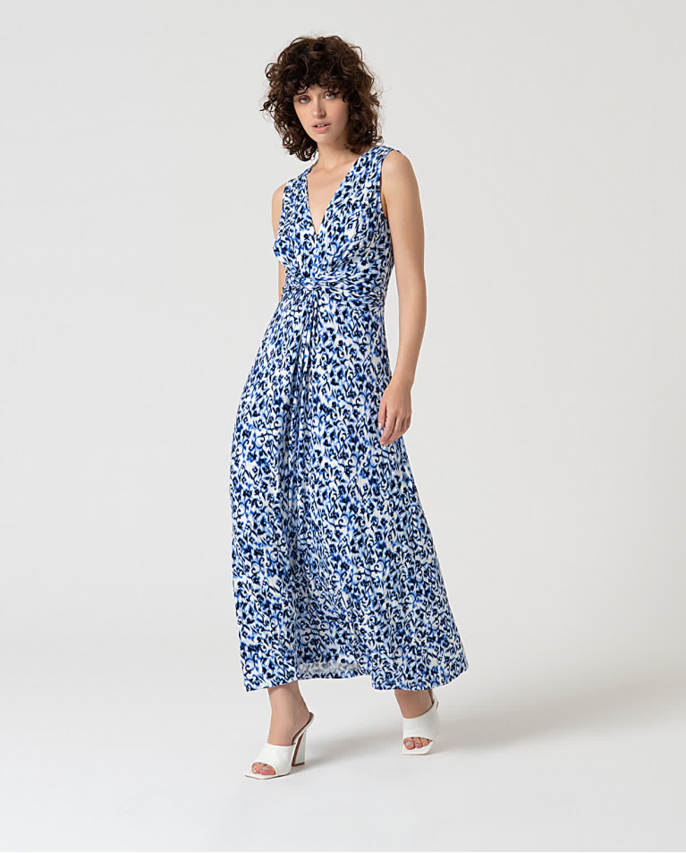 surkana Vestido largo estampado viscosa bamboo Azul Oferta especial de fábrica