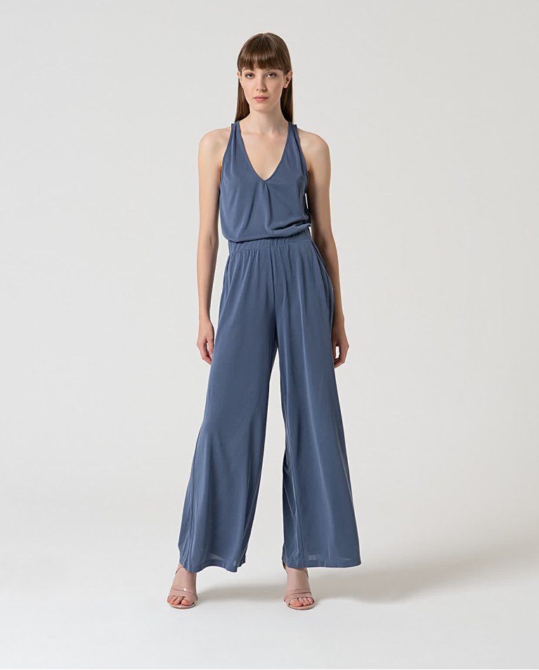 surkana Pantalón largo wide leg elástico Indigo Superdescuento