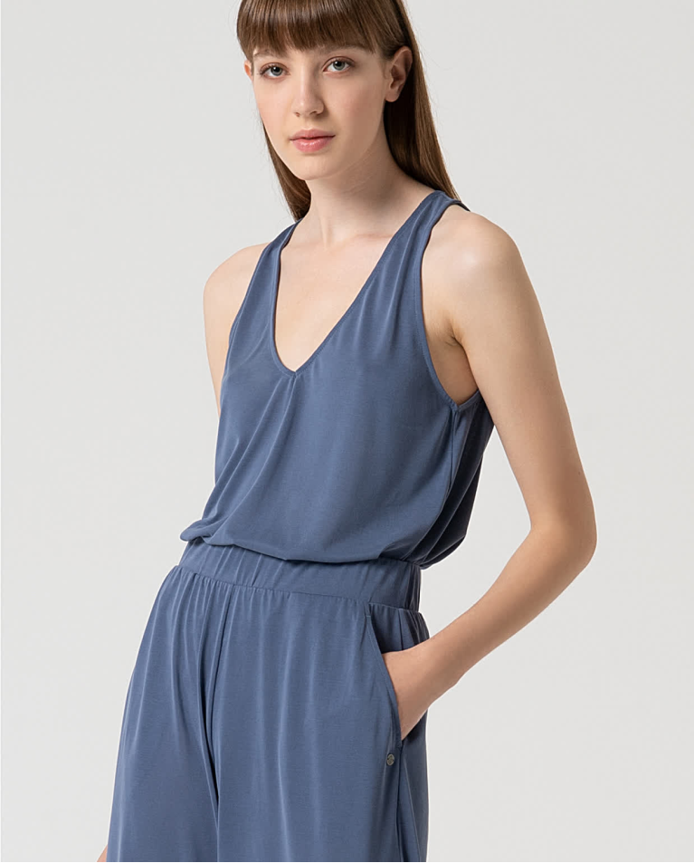 surkana Pantalón largo wide leg elástico Indigo Superdescuento