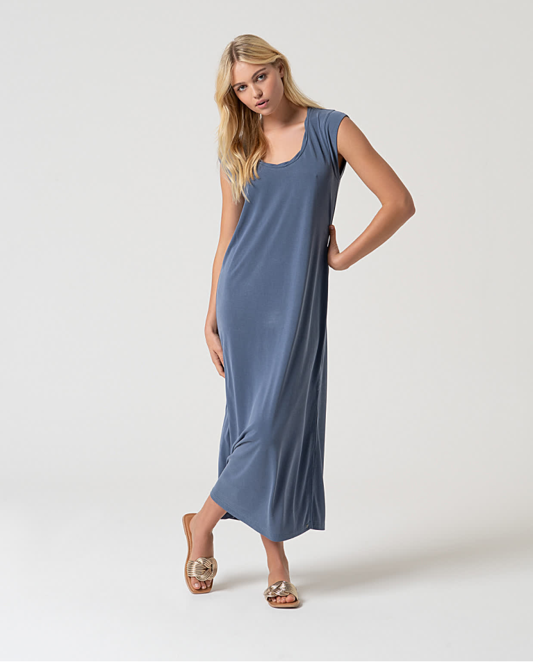 surkana Vestido largo elástico recto Indigo