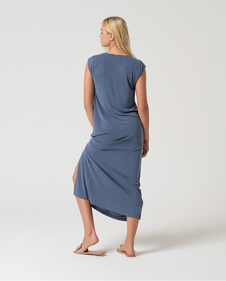 surkana Vestido largo elástico recto Indigo Liquidación