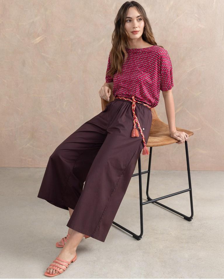 surkana Pantalón culotte con cinturón Marrón