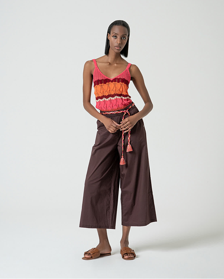 surkana Pantalón culotte con cinturón Marrón Tienda de fábrica