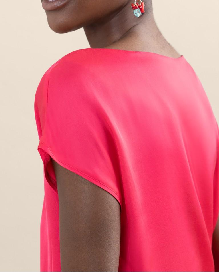 surkana Camiseta satinada con cuello barco Fucsia Libre de impuestos