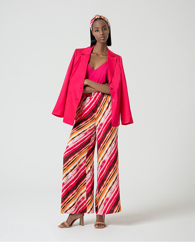 surkana Blazer satinada cruzada lisa Fucsia Descuentos del mes