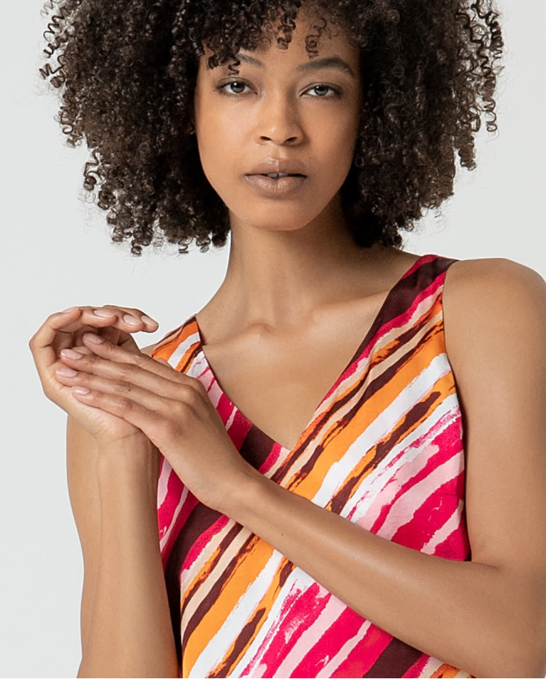 surkana Top satinado escote pico Fucsia Descuento por venta flash