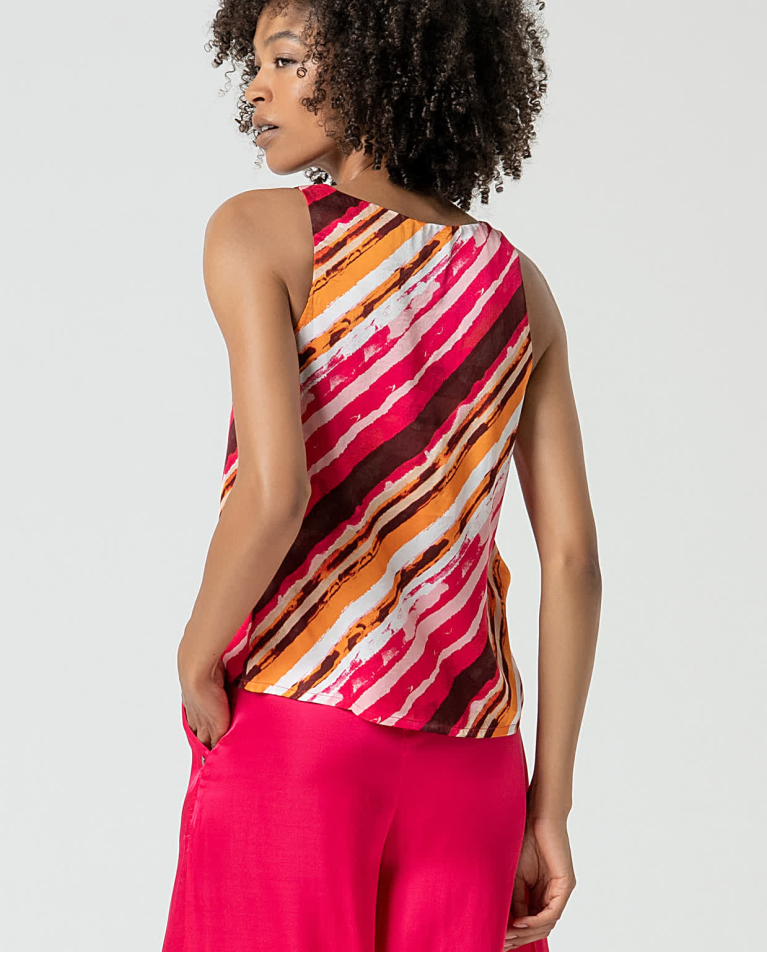 surkana Top satinado escote pico Fucsia Descuento por venta flash