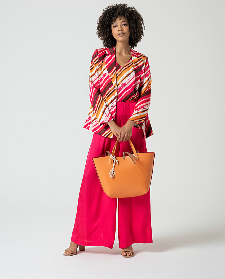surkana Top satinado escote pico Fucsia Descuento por venta flash