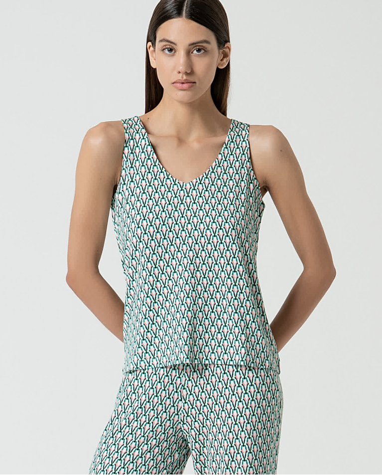 surkana Top tirantes elástico estampado Verde