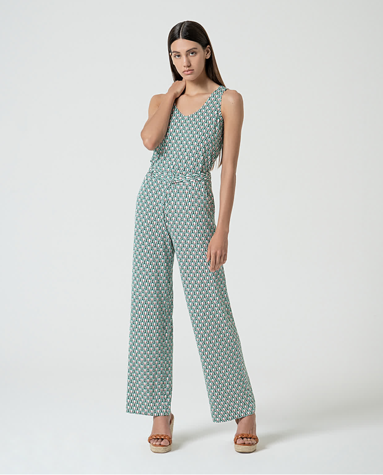 surkana Pantalón recto elástico estampado Verde