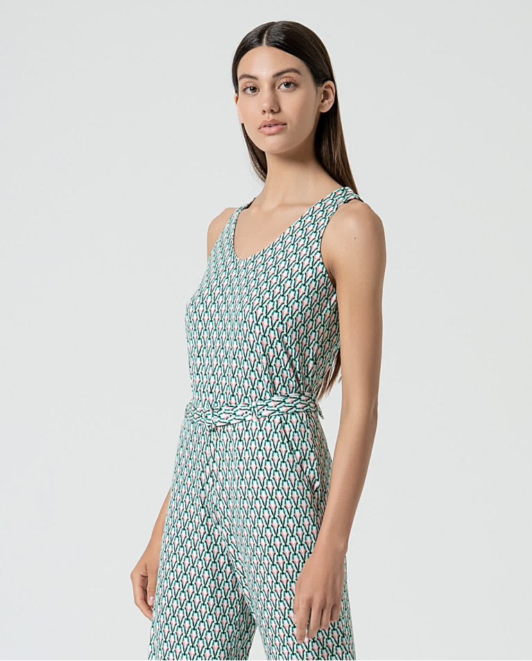 surkana Pantalón recto elástico estampado Verde Rebajas