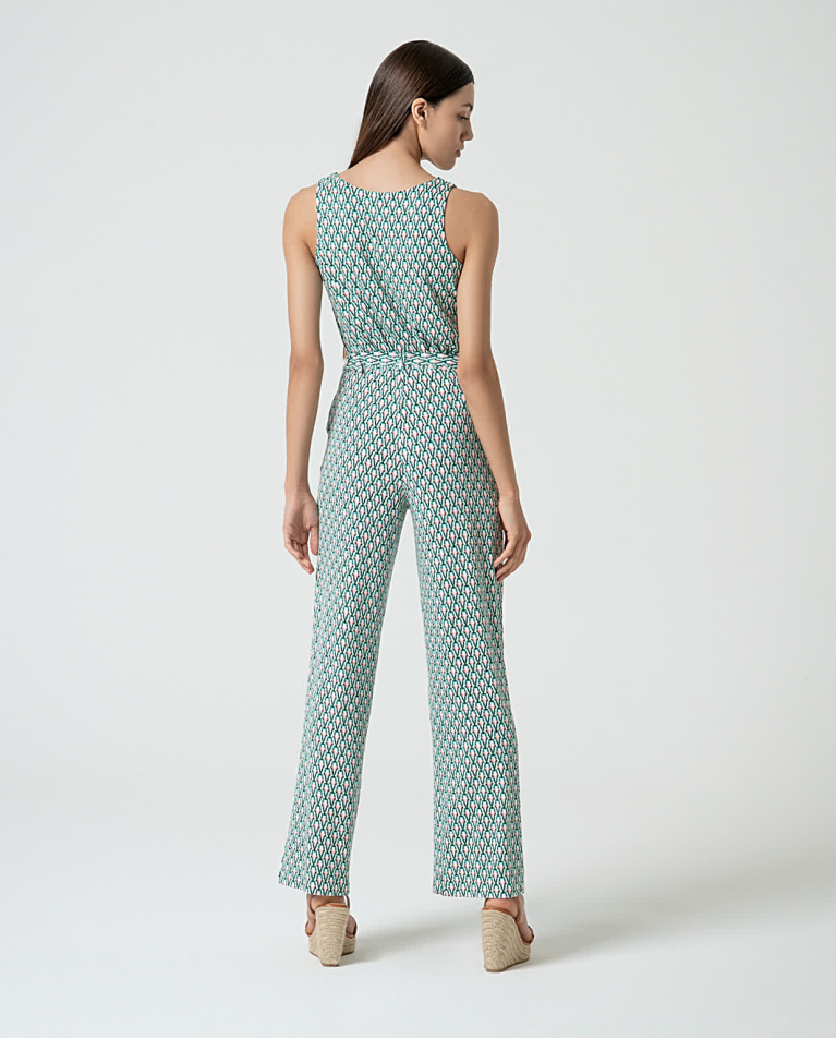 surkana Pantalón recto elástico estampado Verde Rebajas