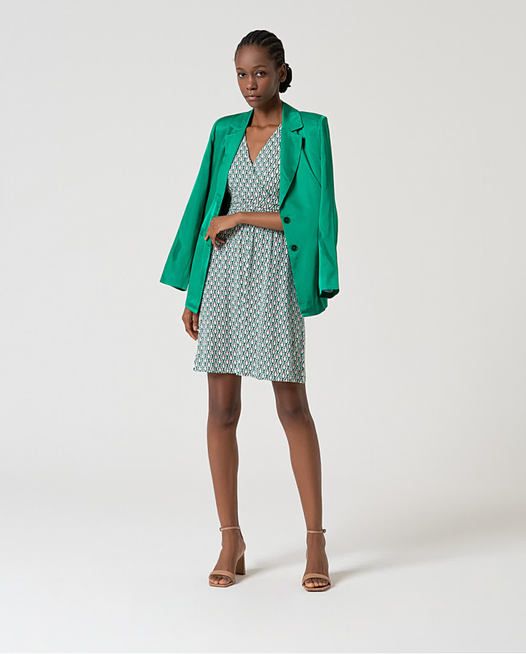 surkana Vestido elástico corto estampado Verde Venta caliente
