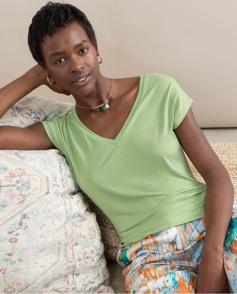 surkana Camiseta sin mangas bamboo lisa Verde En oferta