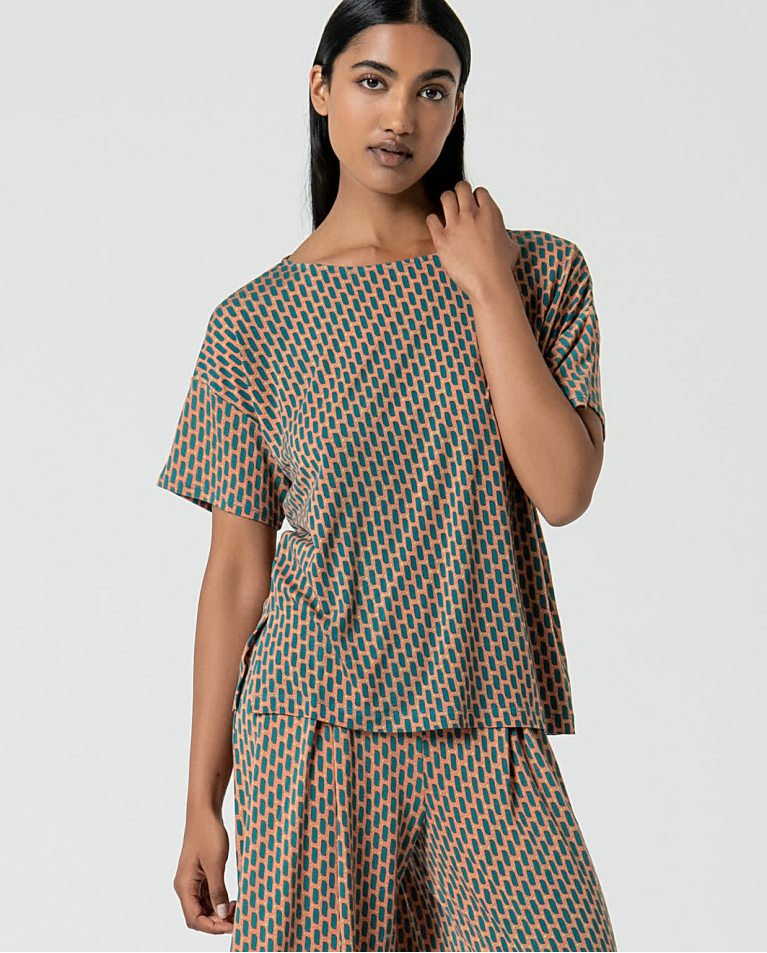 surkana Camiseta elástica amplia estampada Turquesa