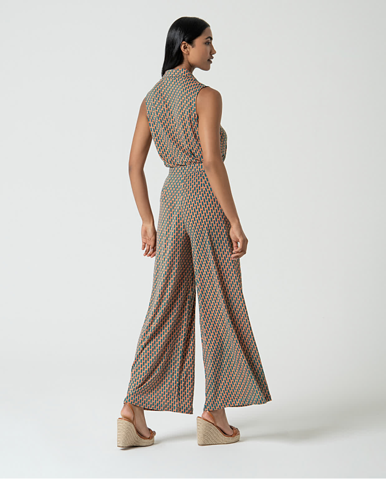 surkana Pantalón palazzo lyocell estampado Turquesa Ventas relámpago