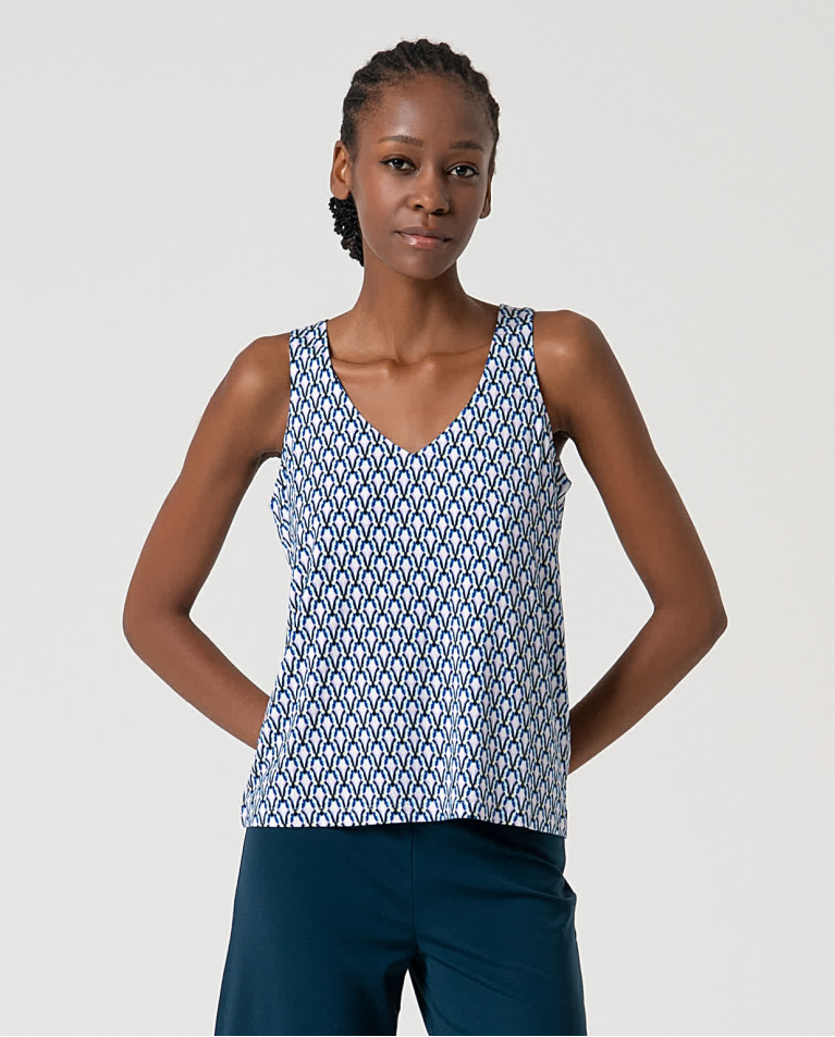 surkana Top tirantes elástico estampado Azul