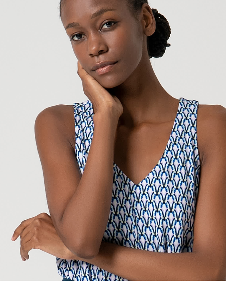 surkana Top tirantes elástico estampado Azul Tienda