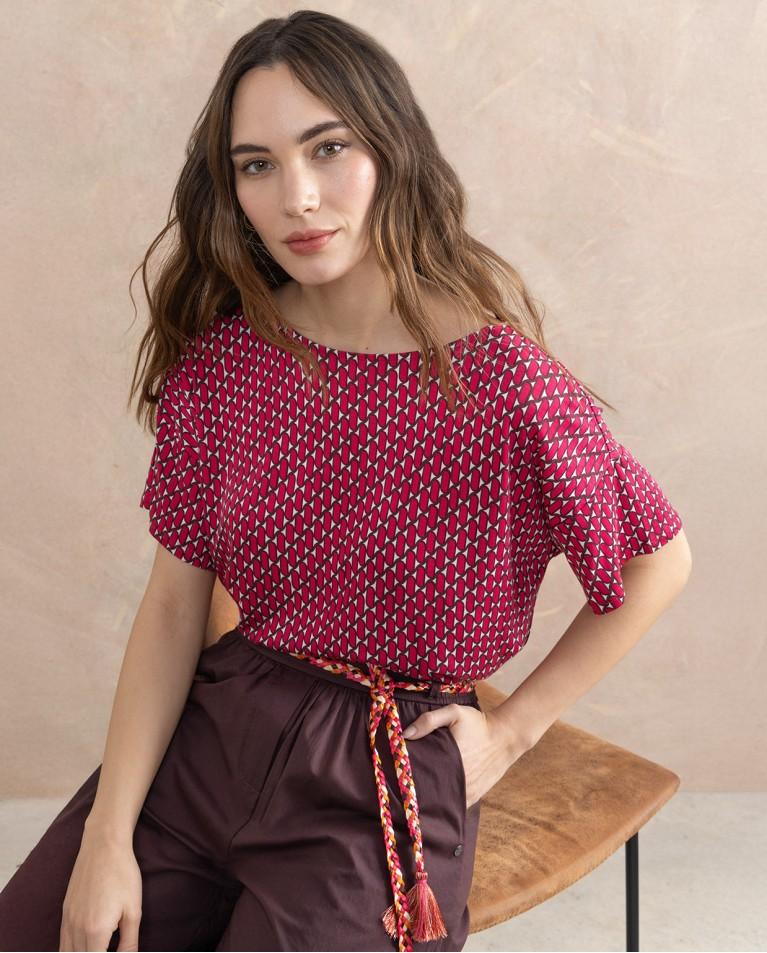 surkana Camiseta elástica amplia estampada Fucsia