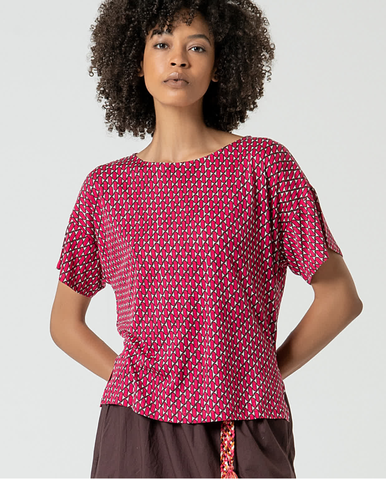 surkana Camiseta elástica amplia estampada Fucsia Rebajas top