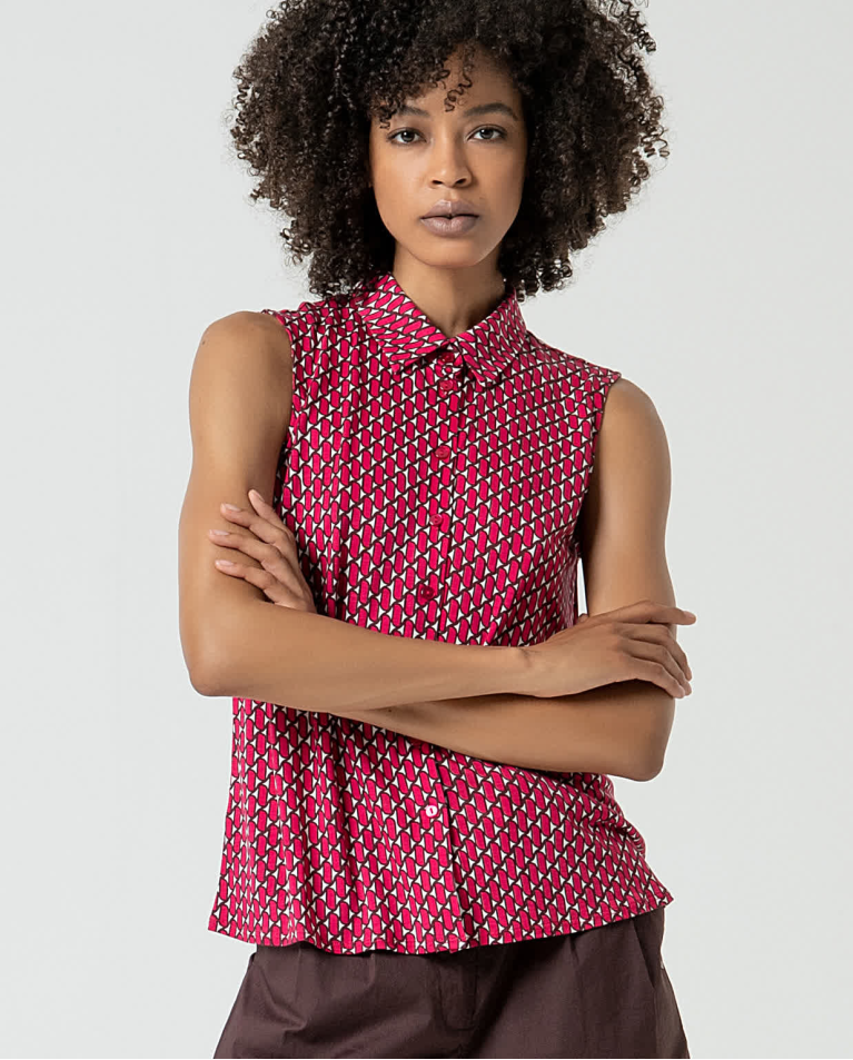 surkana Blusa sin mangas lyocell estampado Fucsia