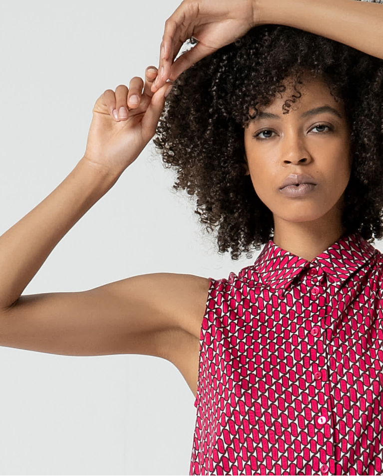 surkana Blusa sin mangas lyocell estampado Fucsia Envío gratis