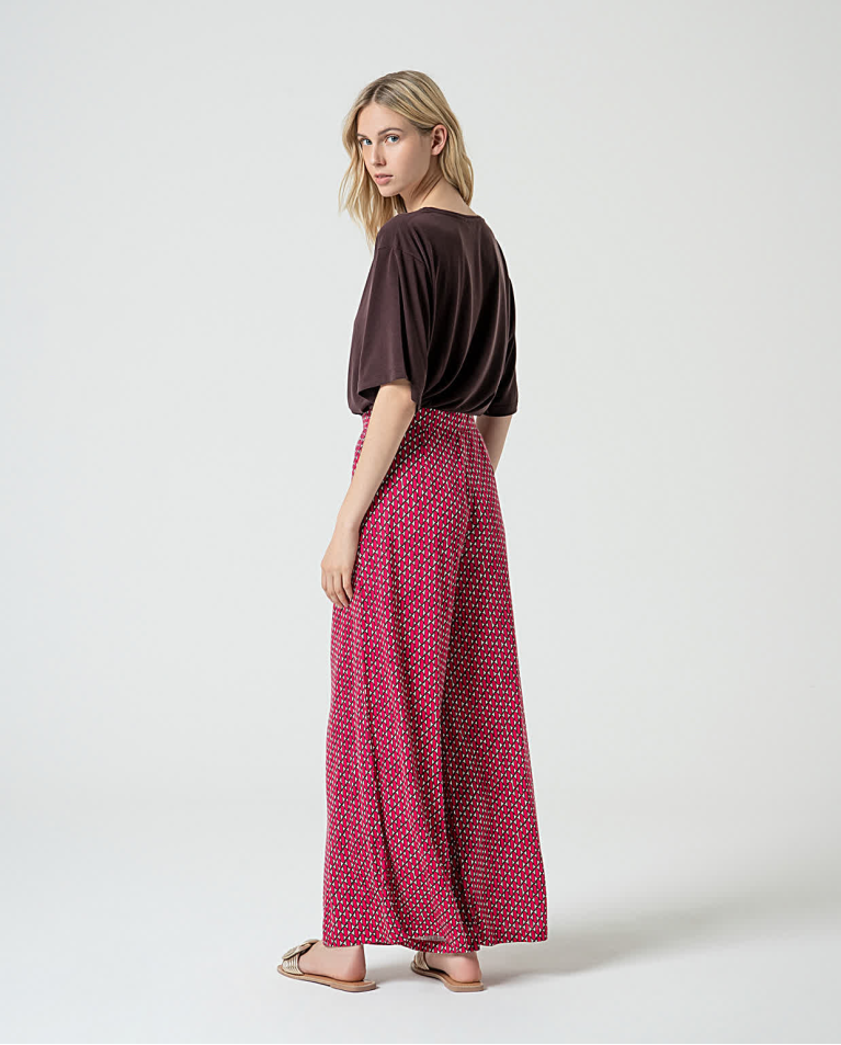 surkana Pantalón palazzo lyocell estampado Fucsia Oferta especial