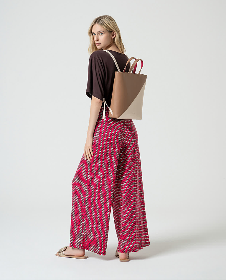 surkana Pantalón palazzo lyocell estampado Fucsia Oferta especial