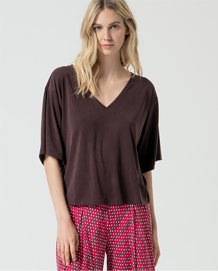 surkana Camiseta elástica amplia lisa Marrón