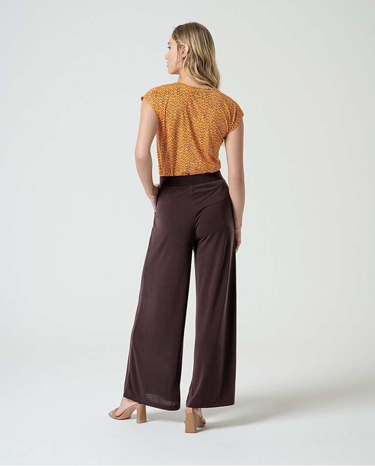 surkana Pantalón largo wide leg elástico Marrón Últimos 2 días