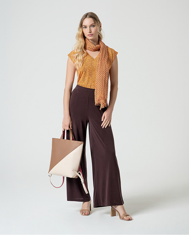 surkana Pantalón largo wide leg elástico Marrón Últimos 2 días